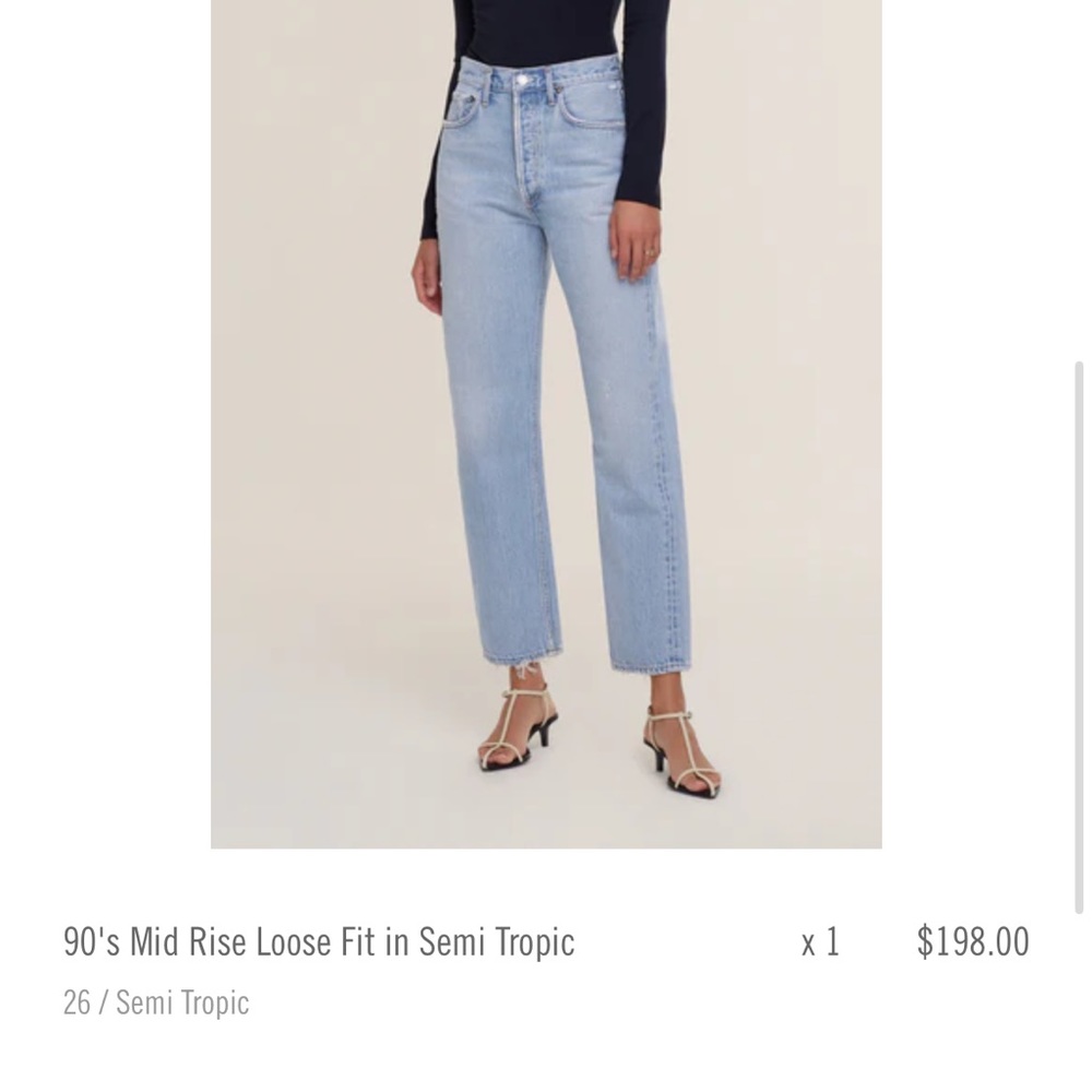 Agolde jeans 90's Mid Rise Loose Fit in Semi Tropic size 
26